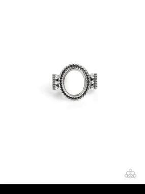 Ranch Ready Paparazzi Silver-Tone Ring with White Oval Center